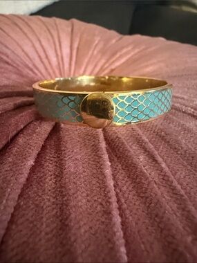 Gold-Tone Halycyon Days Turquoise Enamel Bangle Bracelet